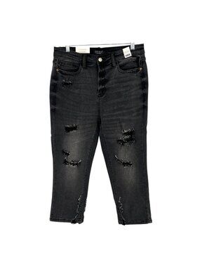 Judy Blue High Waist Distressed Black Skinny Fit Capri Jeans Size 30 NWT